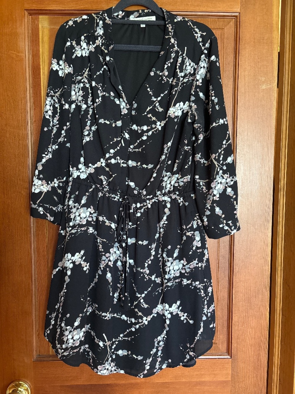 Daniel Rainn 3/4 sleeve drawstring waist floral shirt dress